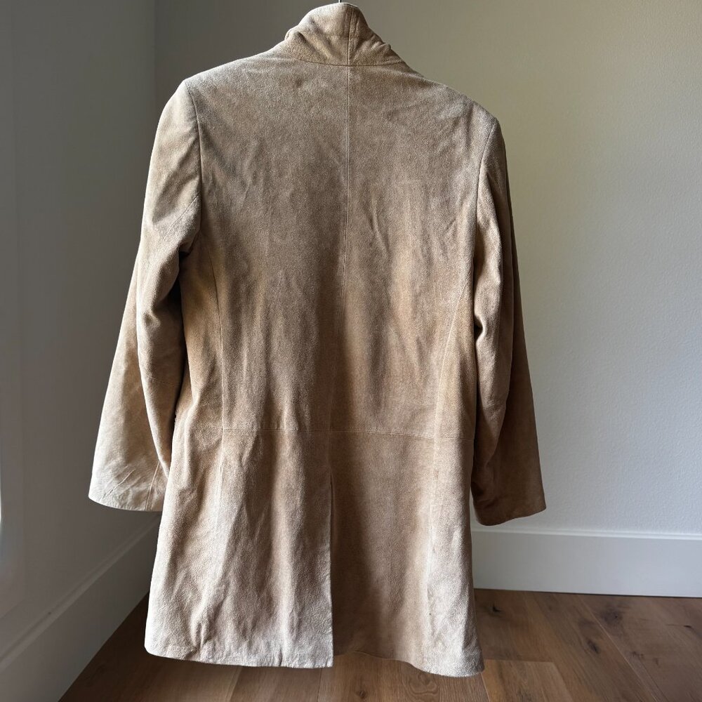 Dennis Basso Vintage Tan Suede Coat Ethically Made in USA Y2K Tailored Fit XS - Picture 9 of 16